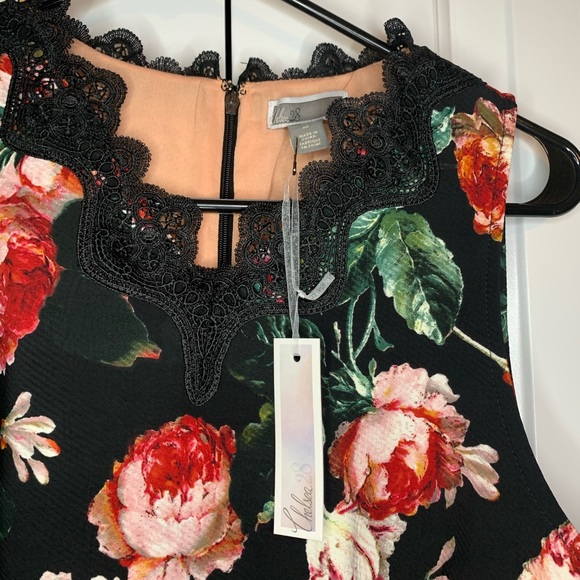 Chelsea 28 Black Foxie Floral Lace Trim Tea Dress - Picture 10 of 14